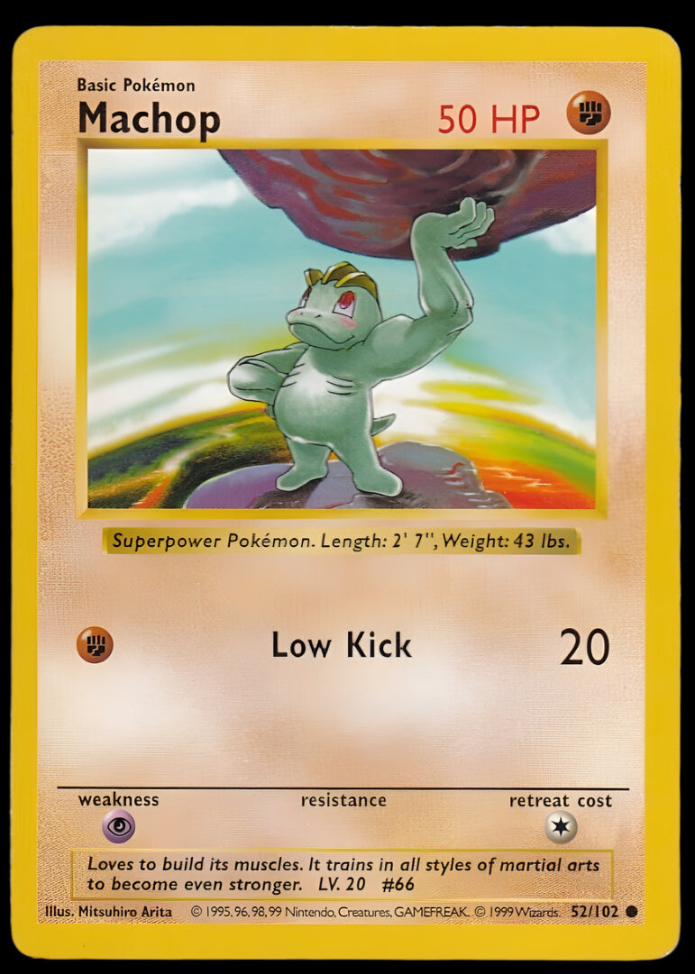 Pokemon TCG Shadowless Machop 52/102 - Base Set English