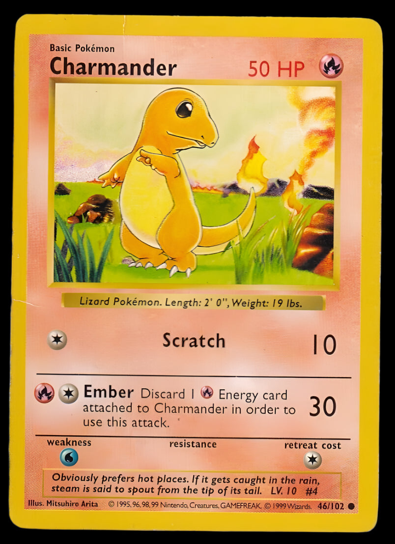 Pokemon TCG Shadowless Charmander 46/102 - Base Set English