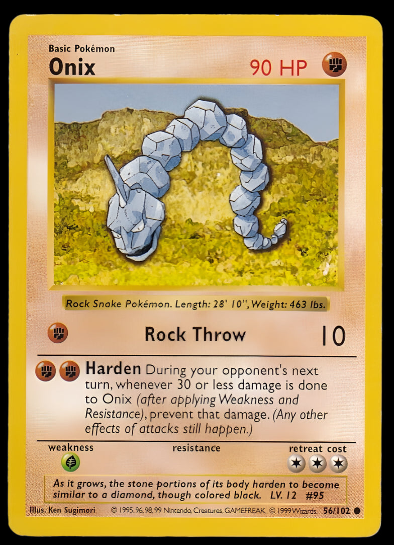 Pokemon TCG Shadowless Onix 56/102 - Base Set English
