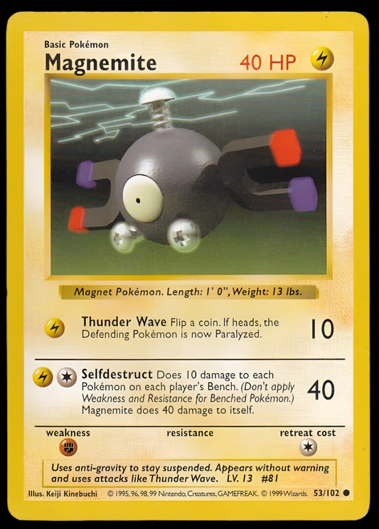 Pokemon TCG Shadowless Magnemite 53/102 - Base Set English