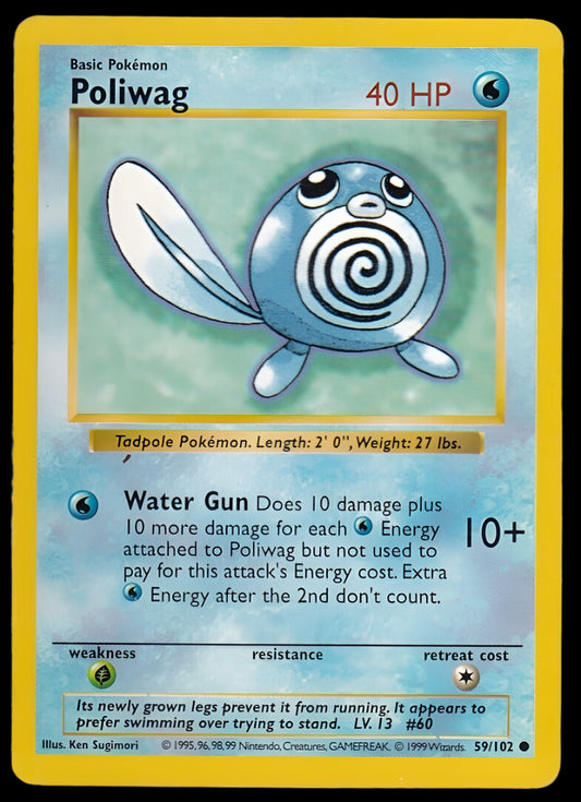 Pokemon TCG Shadowless Poliwag 59/102 - Base Set English