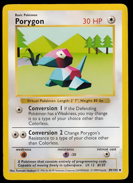 Pokemon TCG Shadowless Porygon 39/102 - Base Set English
