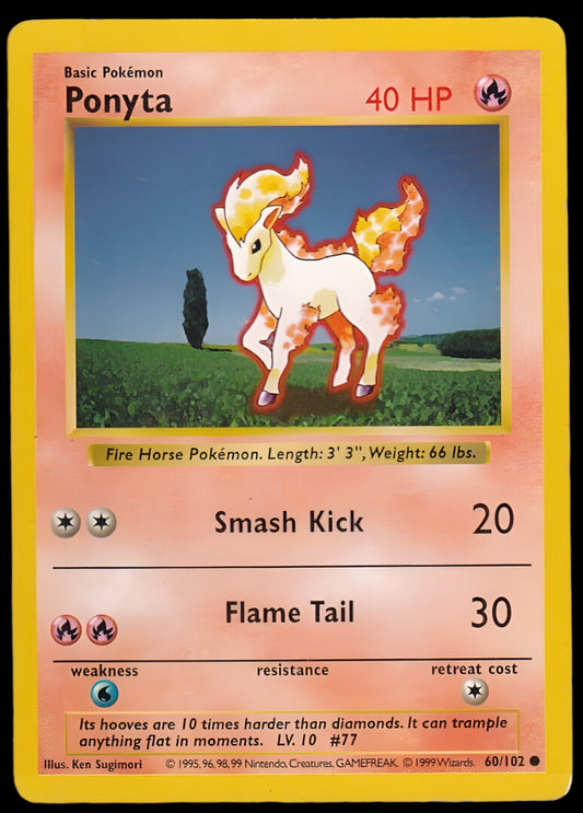 Pokemon TCG Shadowless Ponyta 60/102 - Base Set English