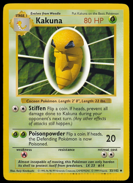 Pokemon TCG Shadowless Kakuna 33/102 - Base Set English