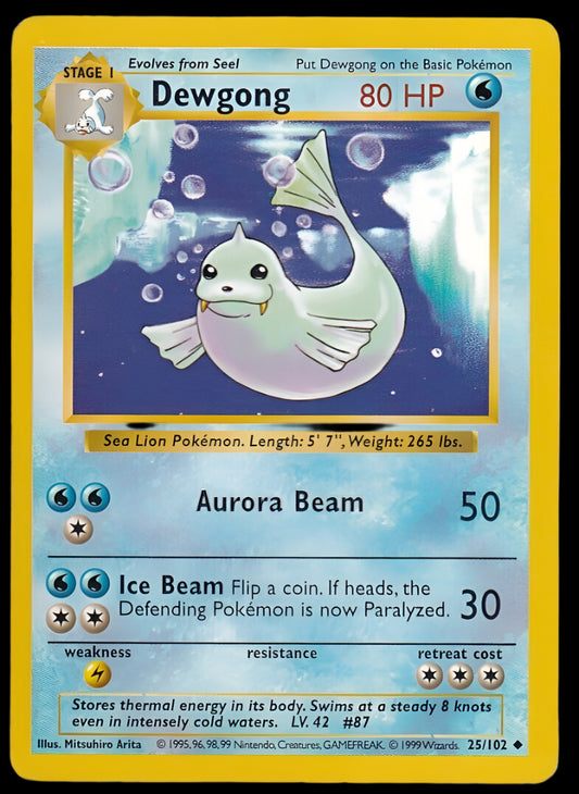 Pokemon TCG Shadowless Dewgong 25/102 - Base Set English