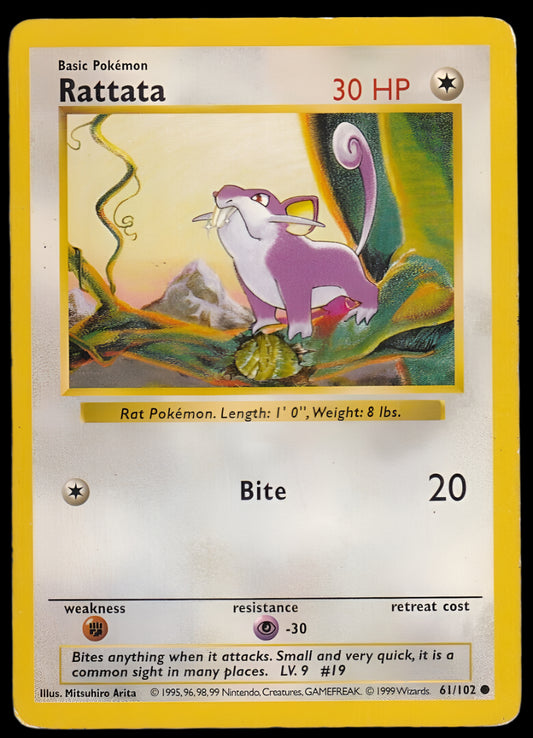 Pokemon TCG Shadowless Rattata 61/102 - Base Set English