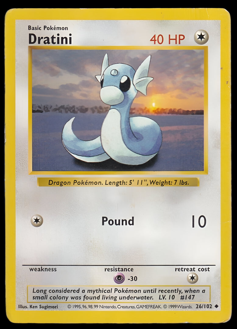 Pokemon TCG Shadowless Dratini 26/102 - Base Set English