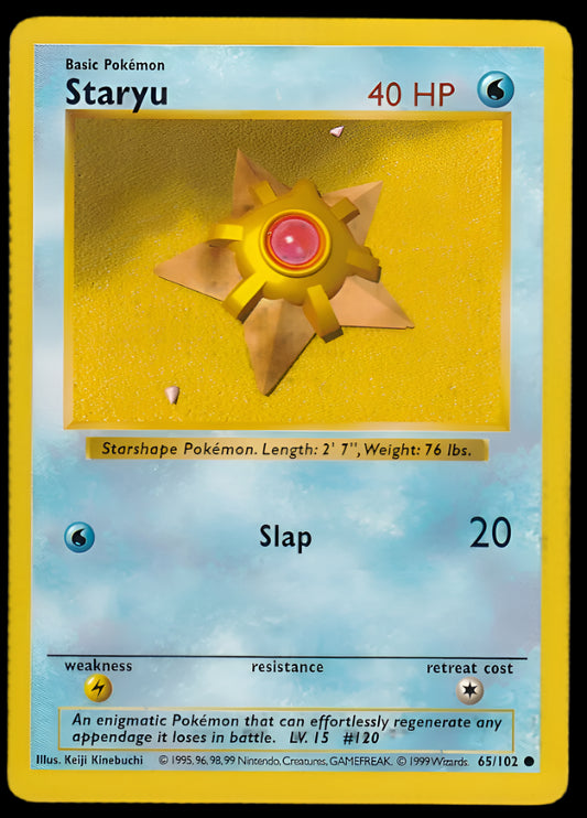 Pokemon TCG Shadowless Staryu 65/102 - Base Set English