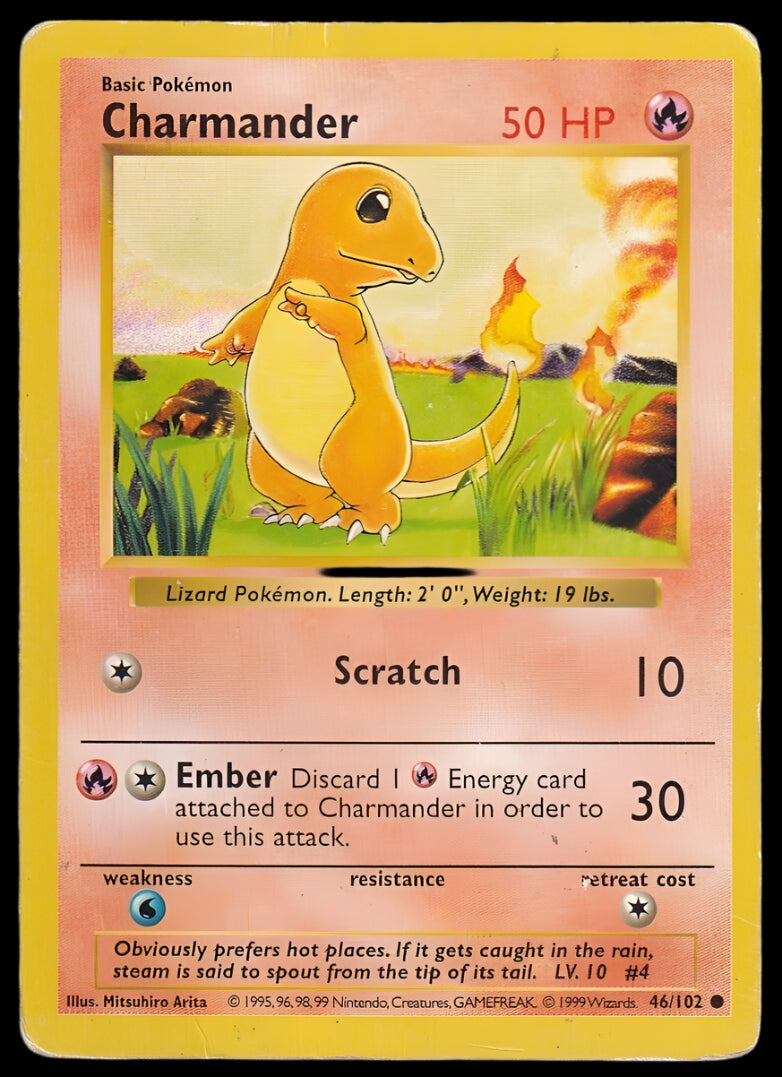 Pokemon TCG Shadowless Charmander 46/102 - Base Set English