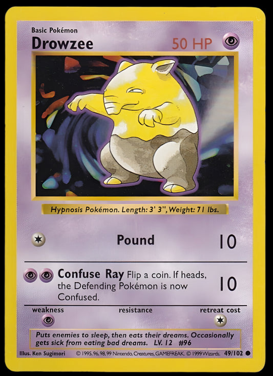 Pokemon TCG Shadowless Drowzee 49/102 - Base Set English