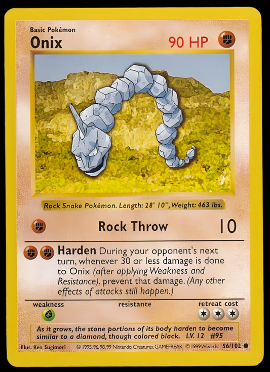 Pokemon TCG Shadowless Onix 56/102 - Base Set English