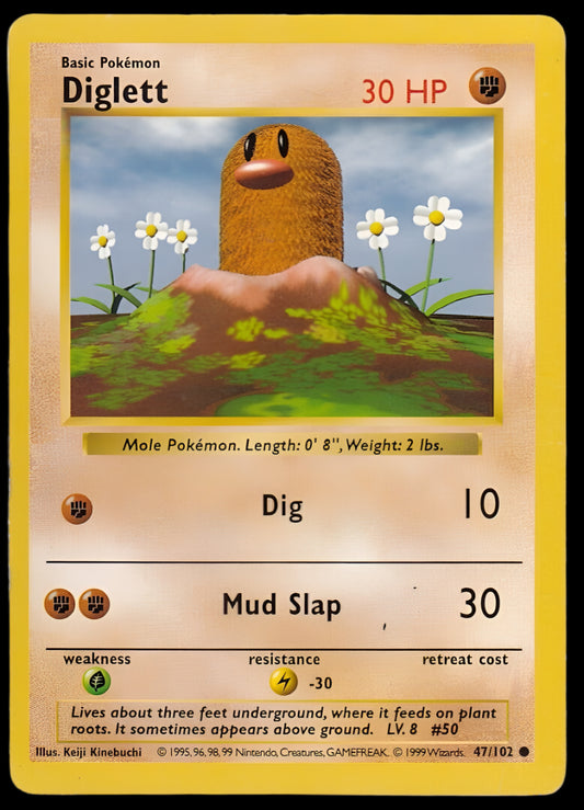 Pokemon TCG Shadowless Diglett 47/102 - Base Set English