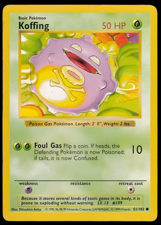 Pokemon TCG Shadowless Koffing 51/102 - Base Set English