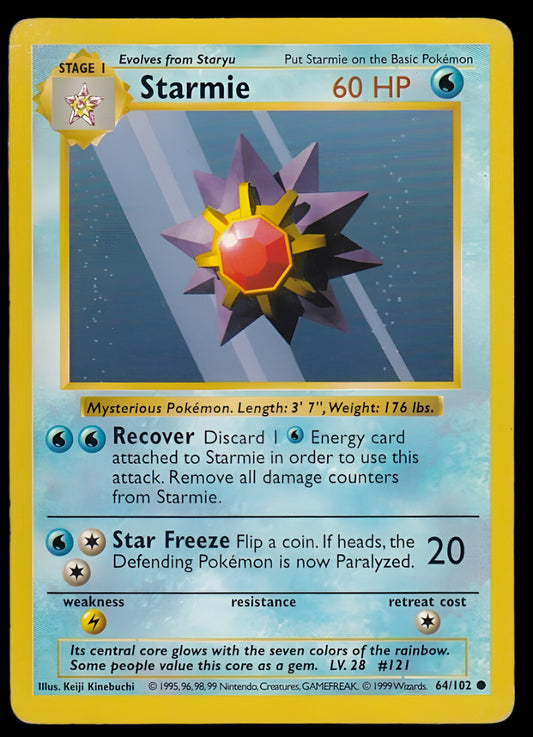 Pokemon TCG Shadowless Starmie 64/102 - Base Set English