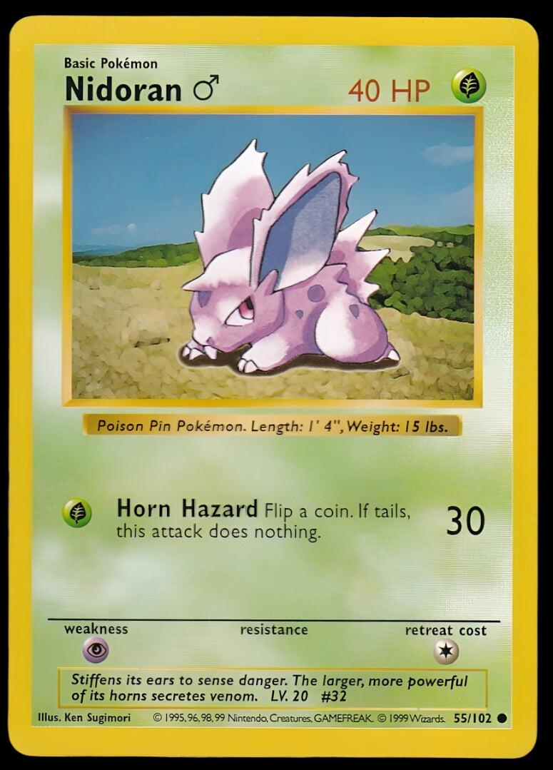 Pokemon TCG Shadowless Nidoran 55/102 - Base Set English