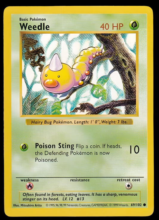 Pokemon TCG Shadowless Weedle 69/102 - Base Set English