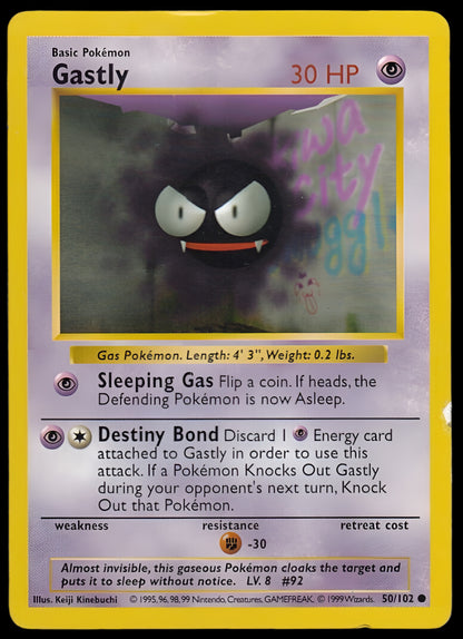 Pokemon TCG Shadowless Gastly 50/102 - Base Set English