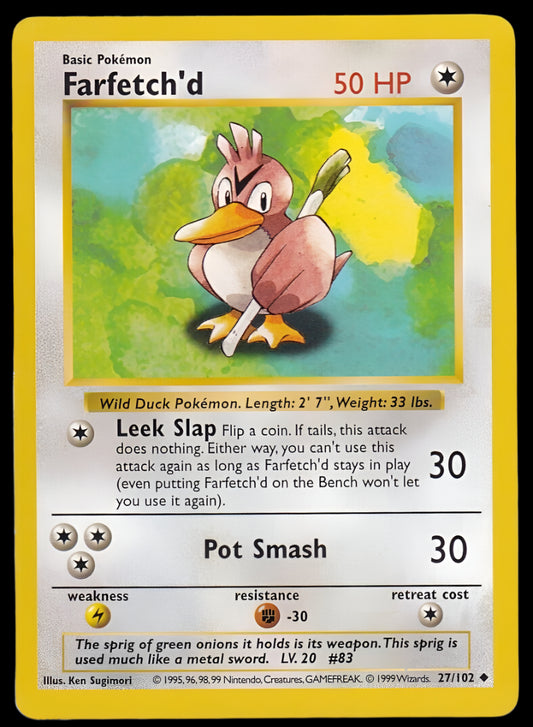 Pokemon TCG Shadowless FarFetch'd 27/102 - Base Set English